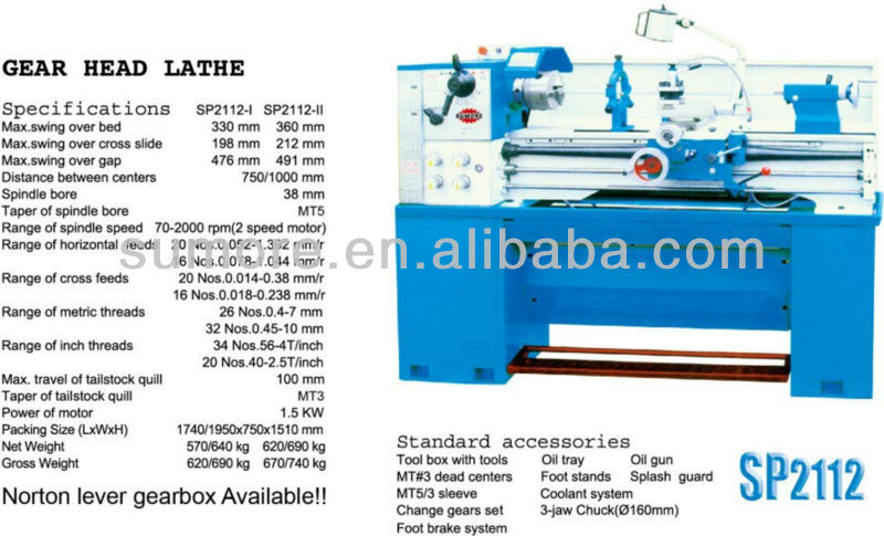 manual lathe torno machine for sale SP2112