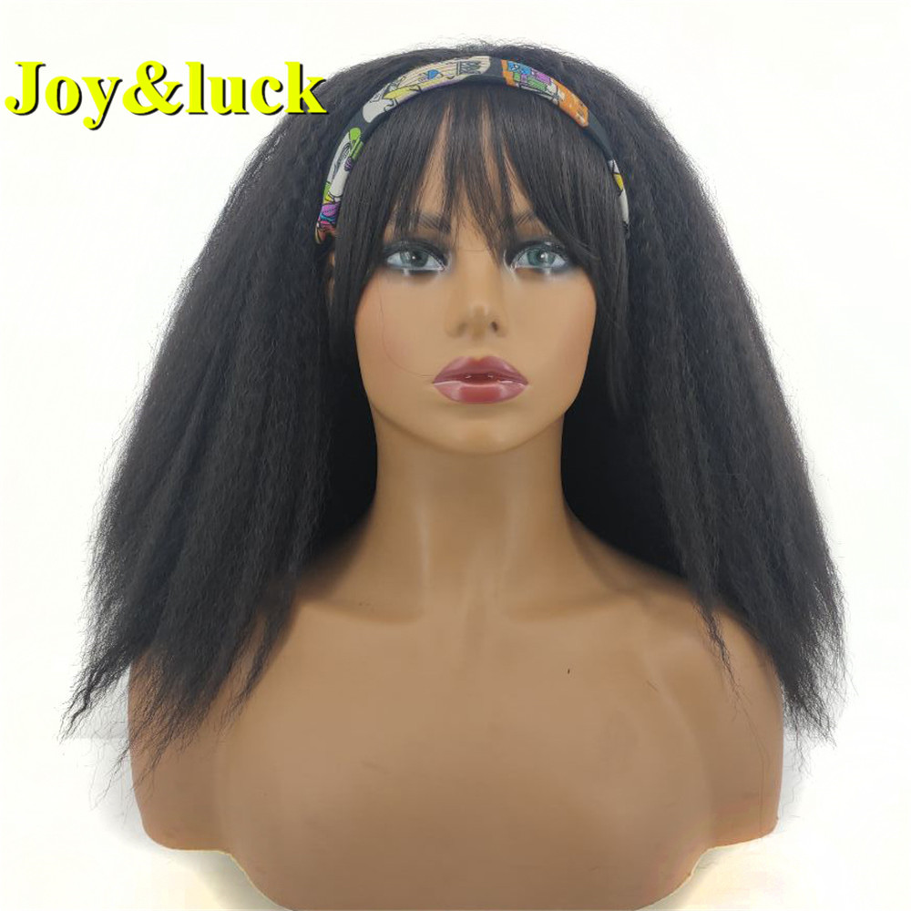 Hairband Wigs For Black Women Ladies Wholesale Scarf Shoulder Length Black Short Afro Kinky Curly Headband Wig Synthetic Wigs