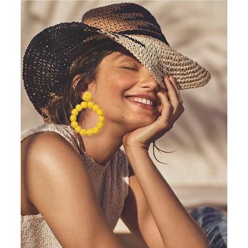 Rattan Earrings Rattan Ball Hoop Dangle Earrings for Women Handmade Bohemia Earrings Braid Straw Wicker Raffia Earrings Summer B