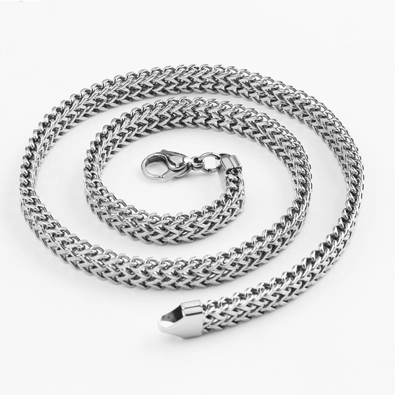 Stainless steel double-row long chain necklace gold plated hiphop men's jewelry double-layer fish scale necklace