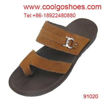 buckle style factory nubuck leather men slippers