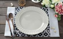 White Ceramic dinner plates/ steak plates/dessert plates with embossed design