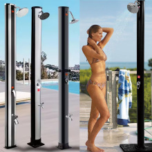 Portable Solar-powered Outdoor Shower System with Two-Section PVC and Stainless Steel Construction: Ideal for Camping, Gardens, and Swimming Pools