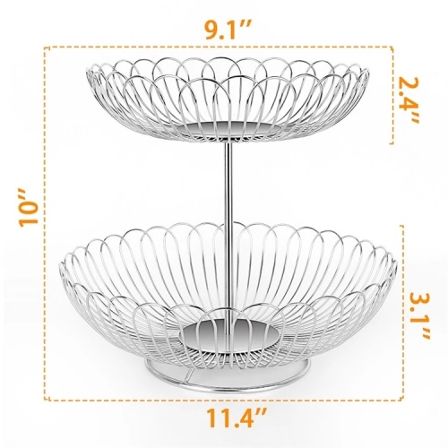 2 tiers detachable stainless steel wire fruit basket