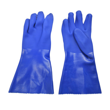 Guanti in PVC blu con finitura sabbiata impregnata 35cm