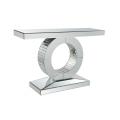 Mirored Accent Circle Console Glass Silver