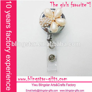 new design flower silver retractable badge reels