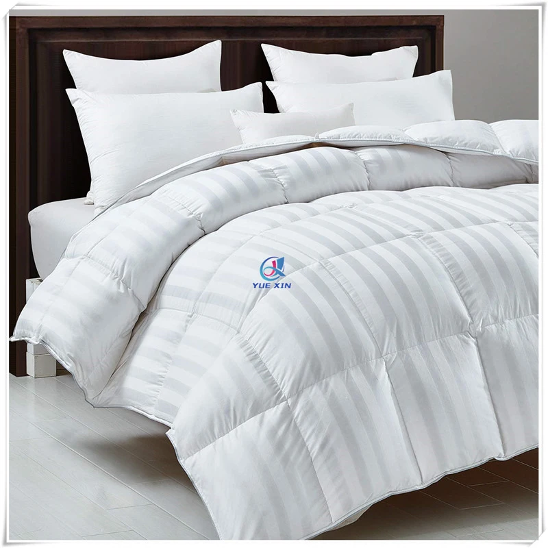 100% Cotton All Seasons White Stripe Comforter Insert for Hotel