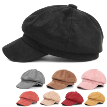2023 Premium Quality 100% Polyester English Style Suede Beret Caps for Women