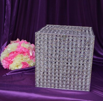 Large crystal beaded money box , square wedding decorative money box