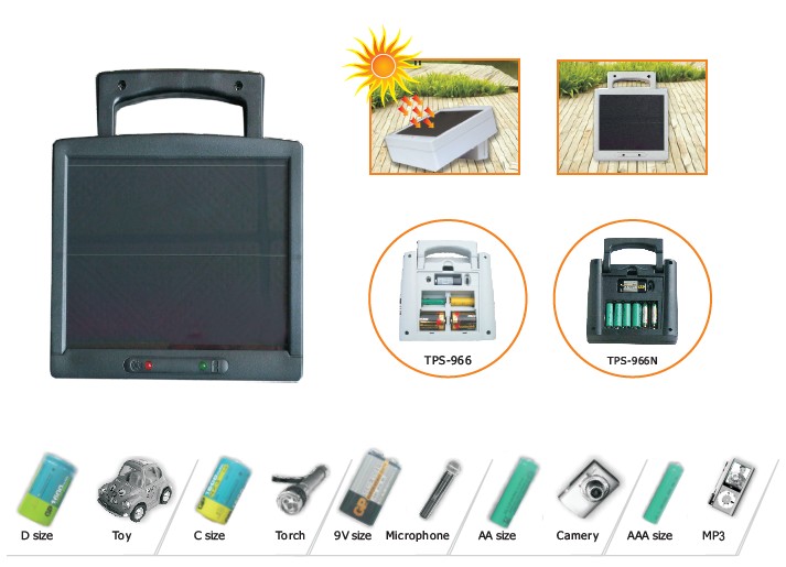 Solar Battery Charger (AA, AAA, C, D, 9V)