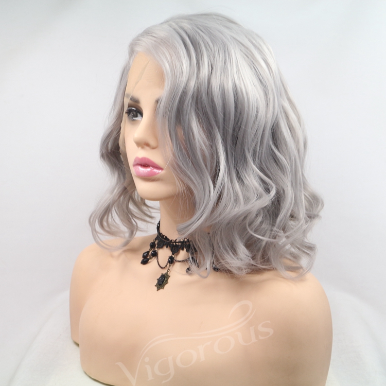 Vigorous mono short bob premium high quality afro kinky curly wholesale black women synthetic hair wigs lace front