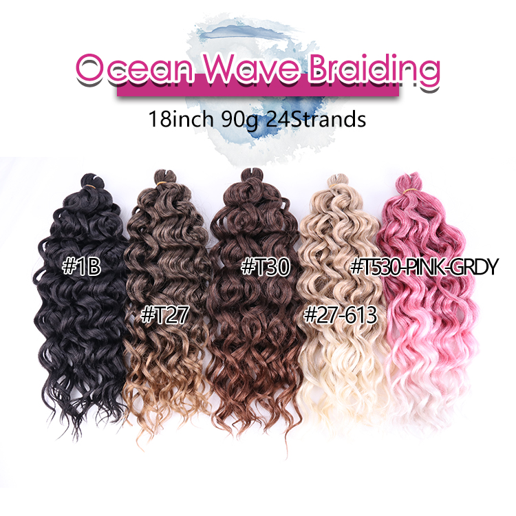 18-24 Inch Ombre 613 Blonde Hawaii Afro Curls Crochet Hair Extensions Synthetic Ocean Wave Braiding Hair