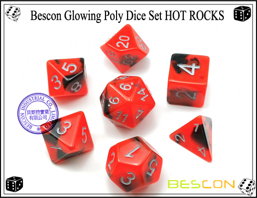 Bescon Glowing Poly Dice establece HOT ROCKS-2 Bescon Glowing Poly Dice Set HOT ROCKS-2