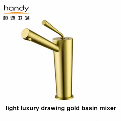 Light luxury drawing gold basin mixer faucet