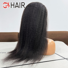 GS Swiss Lace Wig 13x4 Pre Plucked Bleached Knots Kinky Straight Lace Front Wig