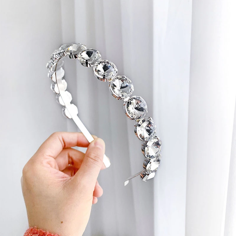 Wholesale Fashion Bling Rhinestone Glass Stone Metal Hair Jewelry Headband for Girl 2020