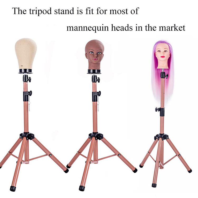 Wig Stand Holder Tripod Stand For Canvas Block Mannequin Head Adjustable For Wig Making Drying Styling Display With Pedals
