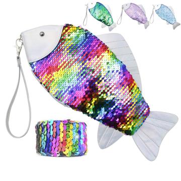 GLITTER SEQUIN FISH PENCIL CASE-0