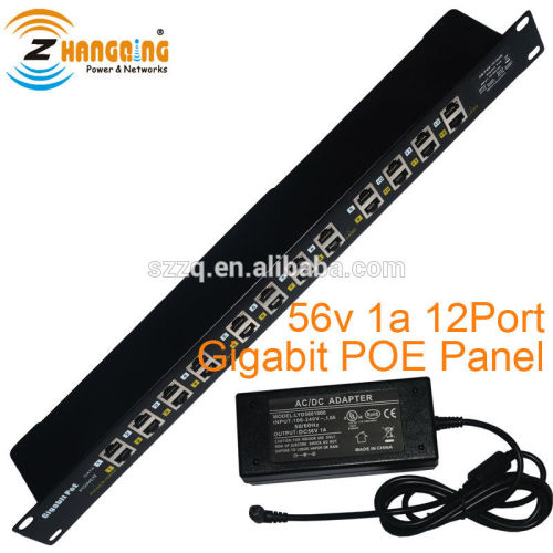 Rack Mount Gigabit POE Injector Panel 12 Port