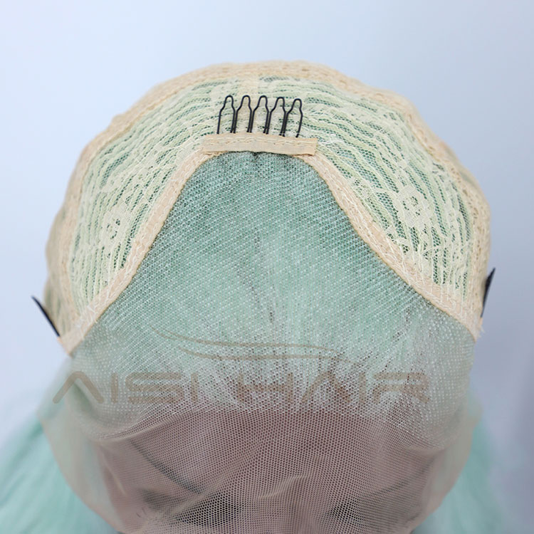 Ombre Swiss Lace Synthetic Hair Wholesale Cheap Vendor Cosplay Long Curly Body Wave Green For Black Women Lace Front Wig