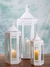 White metal lantern set of 3