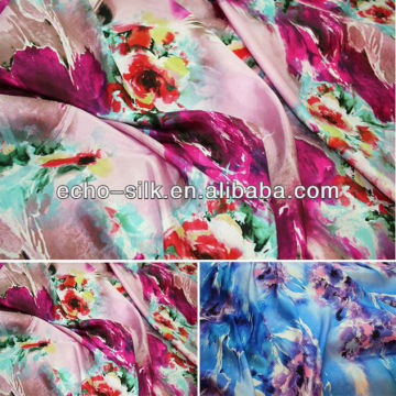 flower digital printed silk cotton fabric