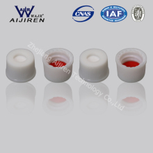 2ml Red PTFE/White Silicone Septa, 8mm White Screw Polypropylene Cap