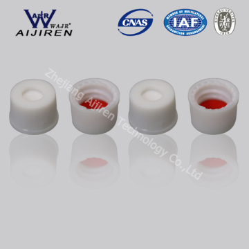 2ml Red PTFE/White Silicone Septa, 8mm White Screw Polypropylene Cap