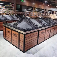 Steel and Wood Supermarket Fruit and Vegetable Shelves