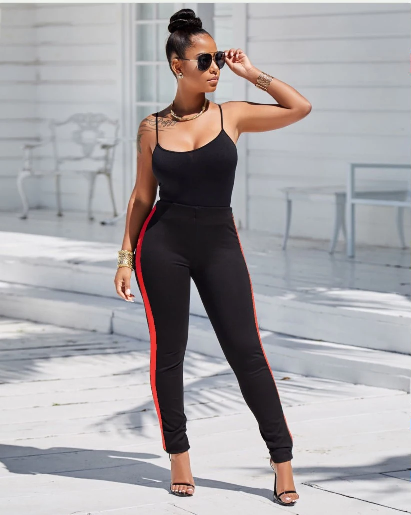 Summer 2021 New Women Clothing Color Matching Halter Jumpsuit