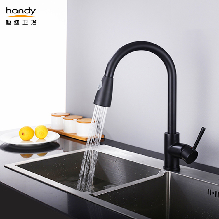 black pull out kitchen mixer taps