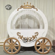 White Round Candy Cart with Wheels for Wedding Catering Supplies