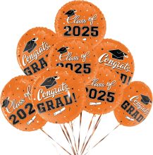 Orange graduation helium balloons