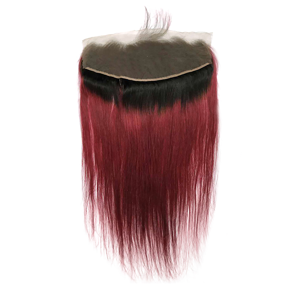 Hot selling Cheap Price High Quality Straight Hair Red Wine 13*4 Lace Frontal Closure For Black  Women