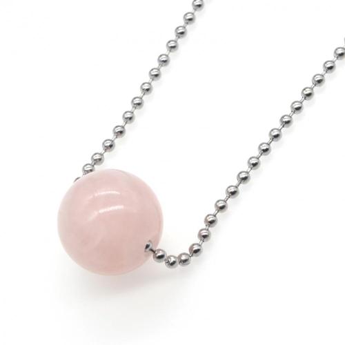 Natural 18MM Round Semi Precious Stone Sphere Crystal Balls Charms Chain Necklace