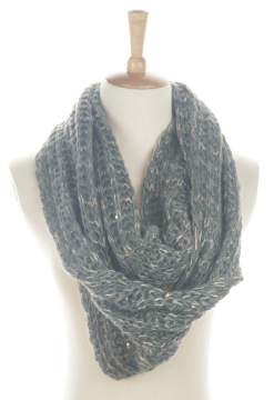 Ladies Classic Acrylic Knitted Loop Scarf with Mixed Yarn