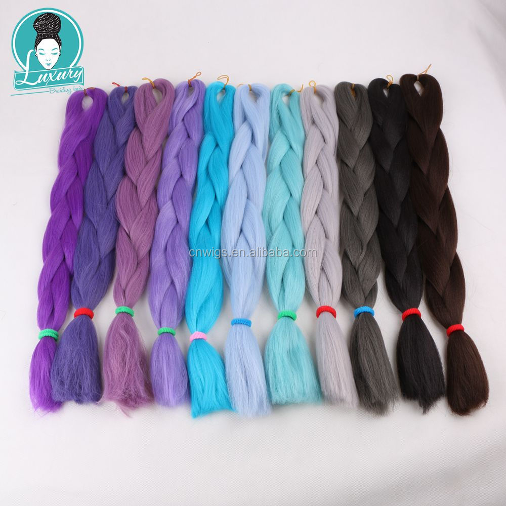 24" 60cm Folded 80grams  Rainbow color(1001-T2356) Bubblegum Pink Blue jumbo braid 100 synthetic braiding hair