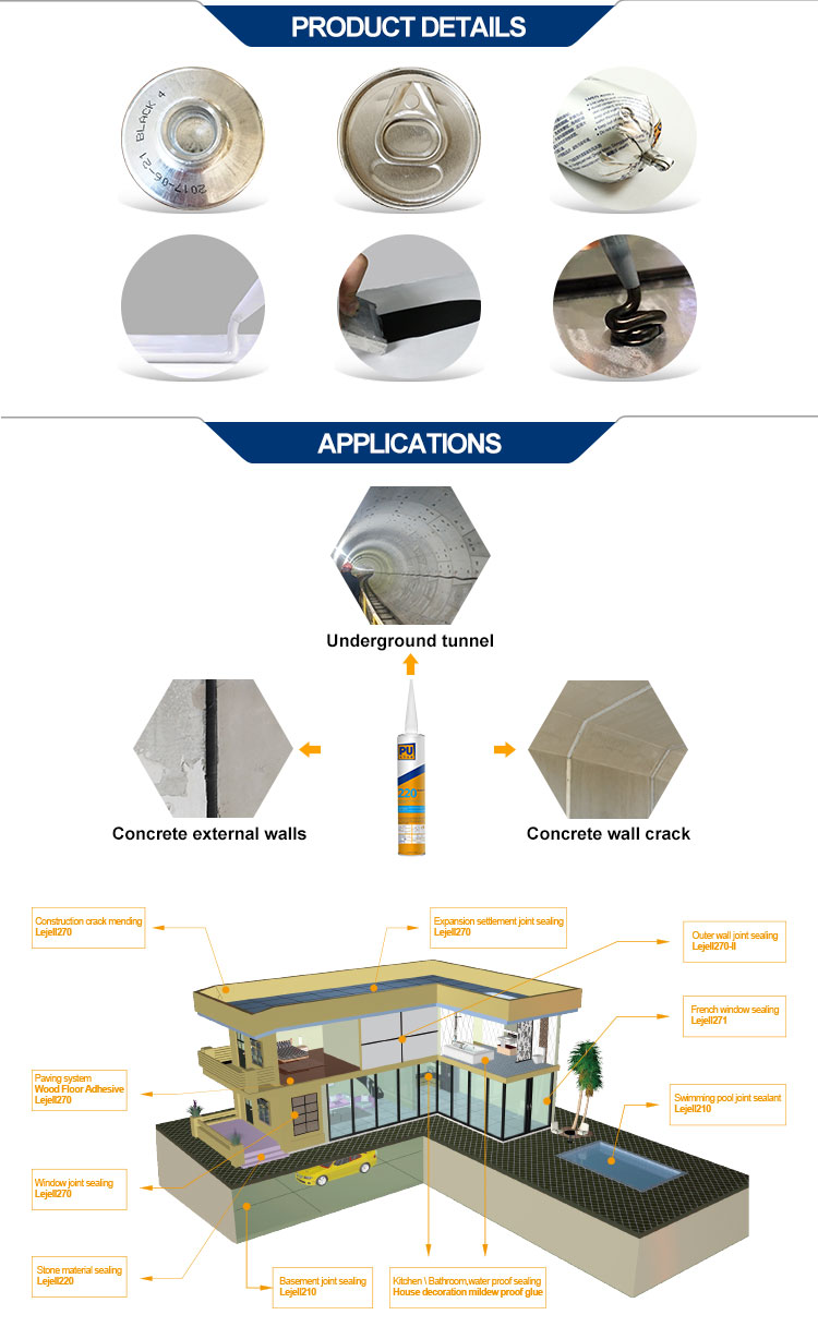 High Strength Polyurethane(PU) Roof Waterproof Concrete Joint Adhesive Lejell220