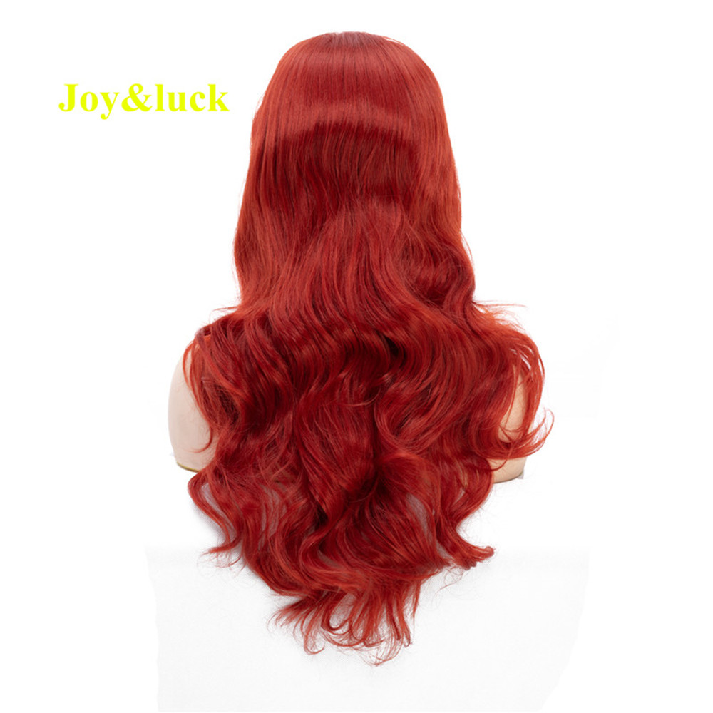 24inch Hot Sale Long Natural Wave Wig Copper Red Color Synthetic Wig for Women Costume Hair Wigs Cosplay or Daily Use