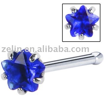 blue cubic zirconia nose bone body jewelry