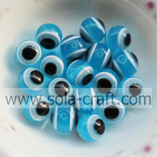 10/12MM Factory Wholesale Round Evil Eye Resin Beads