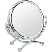 Rodada 2 lados de Metal cromo espelho de maquiagem