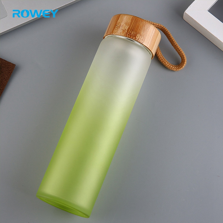 450ML Nature Frosted Glass Fruit Infuser Water Bottle with Bamboo Lid