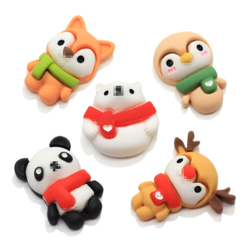 Cartoon Kawaii Flatback Bear Panda Fox Elk Resin Beads Cute Simulation Animal Cabochon Craft Jewelry Making Accessory