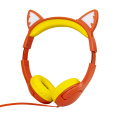 Fone de ouvido com LED brilhante com orelhas de gato 85dB