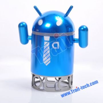 USB Aluminum Android Robot Speaker FM Radio TF Card MP3(Blue)