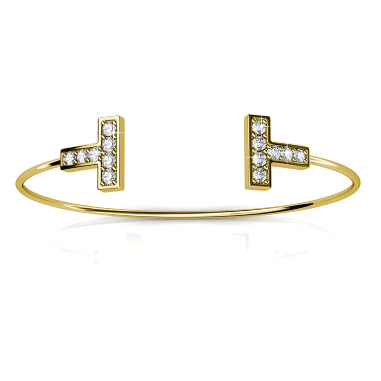 Classic Luxury Double T Narrow Wire Hermies Bangle Bracelet Fine Jewelry for Women