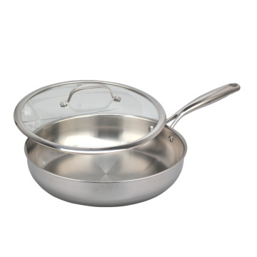 Eco-Friendly stainless steel frying pan with glass lid