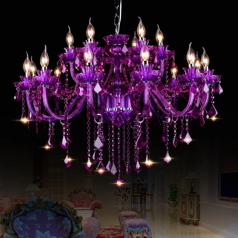 Elegant European Crystal Pendant Light with Vibrant Colors